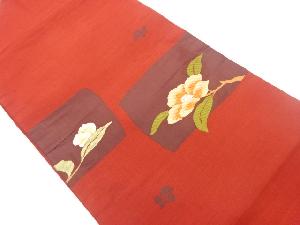 色紙に椿模様織出し名古屋帯